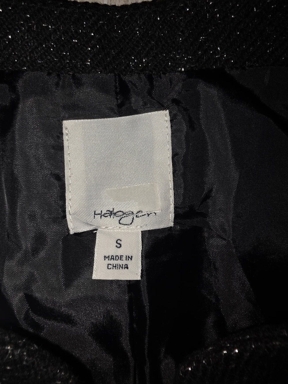 Halogen Black Sparkle Double-Breasted 3/4 Sleeve Pea Coat - Picture 4 of 8